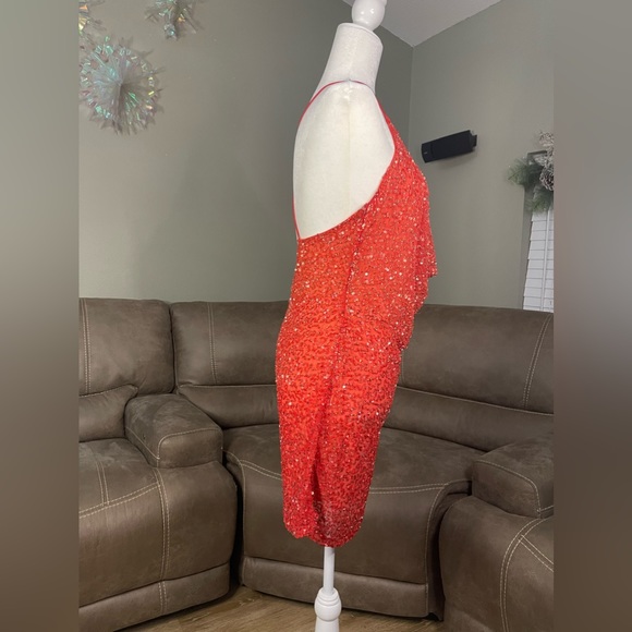 NWT Retrofete Mich Sequin Mini Dress Peach Coral Ombrè Sz L Sexy Cocktail Party - Picture 3 of 16